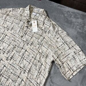 VTG 90s NWT Pierre Cardin 100% Rayon Button Shirt‎ Mens Size M Bamboo Print